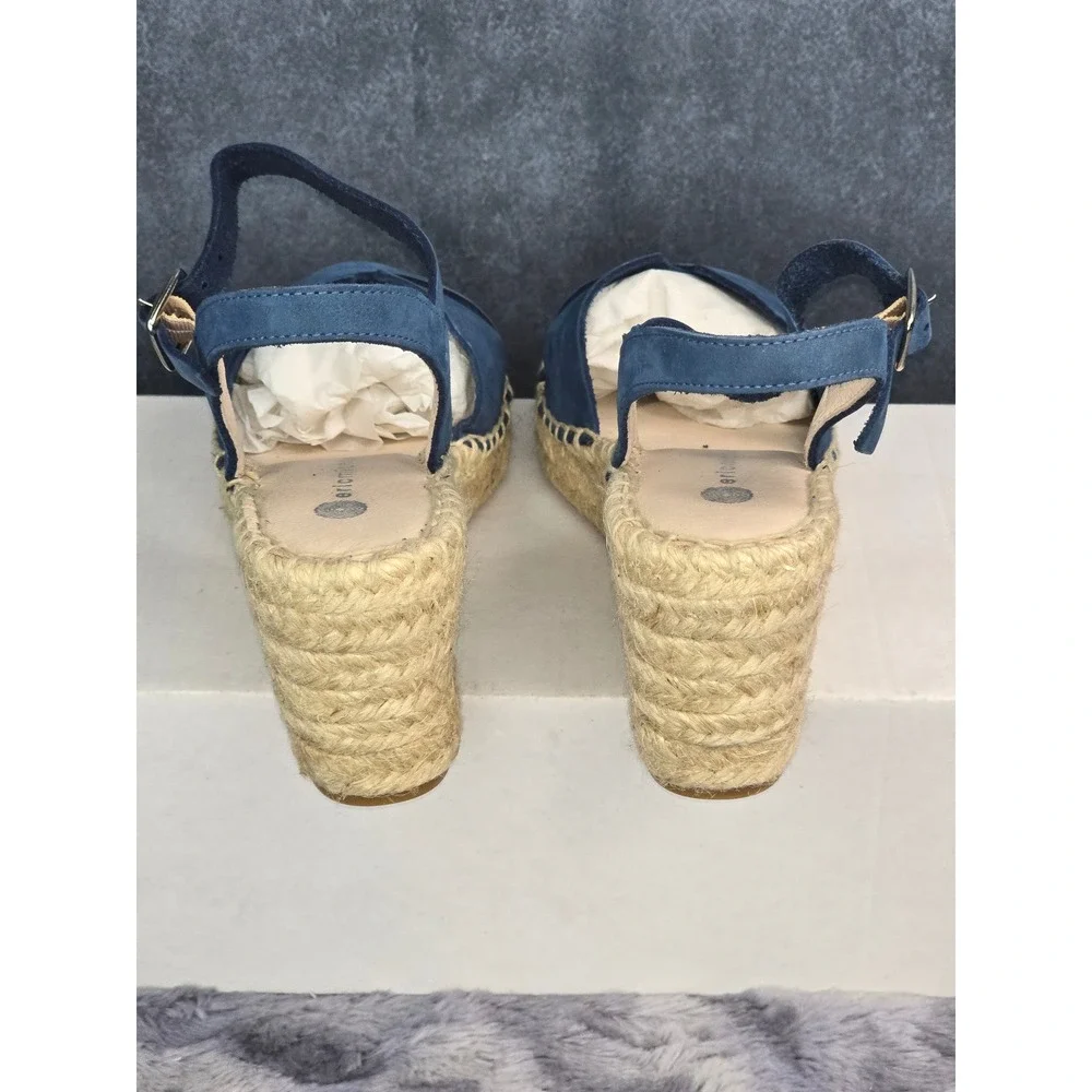 NWB Eric Michael Leigh Espadrille Wedge Blue Nubuck Sandals EU 36 US‎ 6